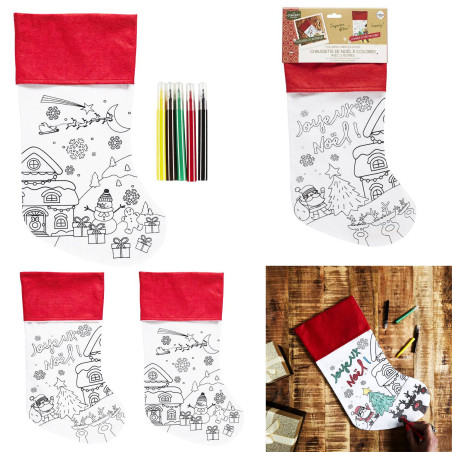 CHAUSSETTE DE NOEL A COLORIER ET FEUTRES