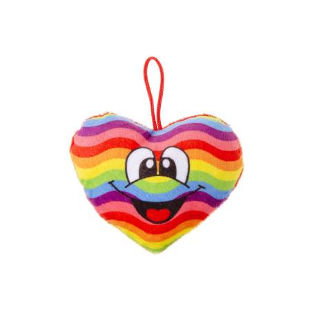 PELUCHE COEUR ARC EN CIEL VISAGES SOURIANTS