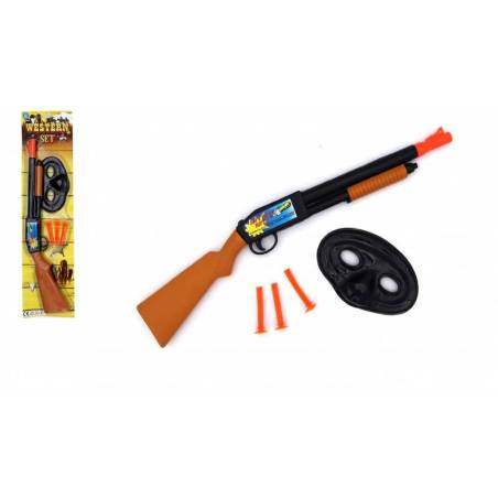 SET WESTERN / FUSIL 48 CM + 3 FLECHETTES ET MASQUE