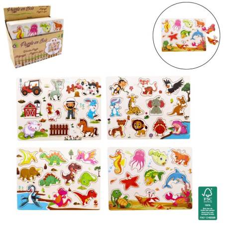 PUZZLE BOIS ANIMAUX 10-11 pièces 22.5 x 30 cm