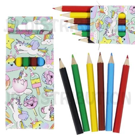 Boîte de crayons de couleurs thème licorne